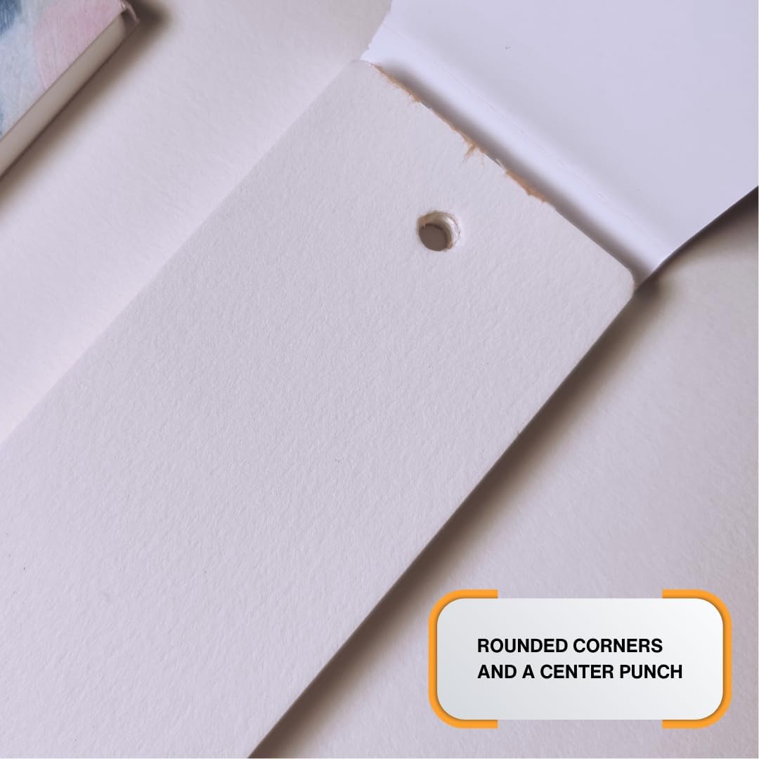 320gsm Premium Ivory Professional Bookmark Sketchpads/for All Mediums, Calligraphy, Charcoal, acrylics, Gouache / (Pack of 2 - a Total of 30 DIY Bookmarks) / Blue Florals