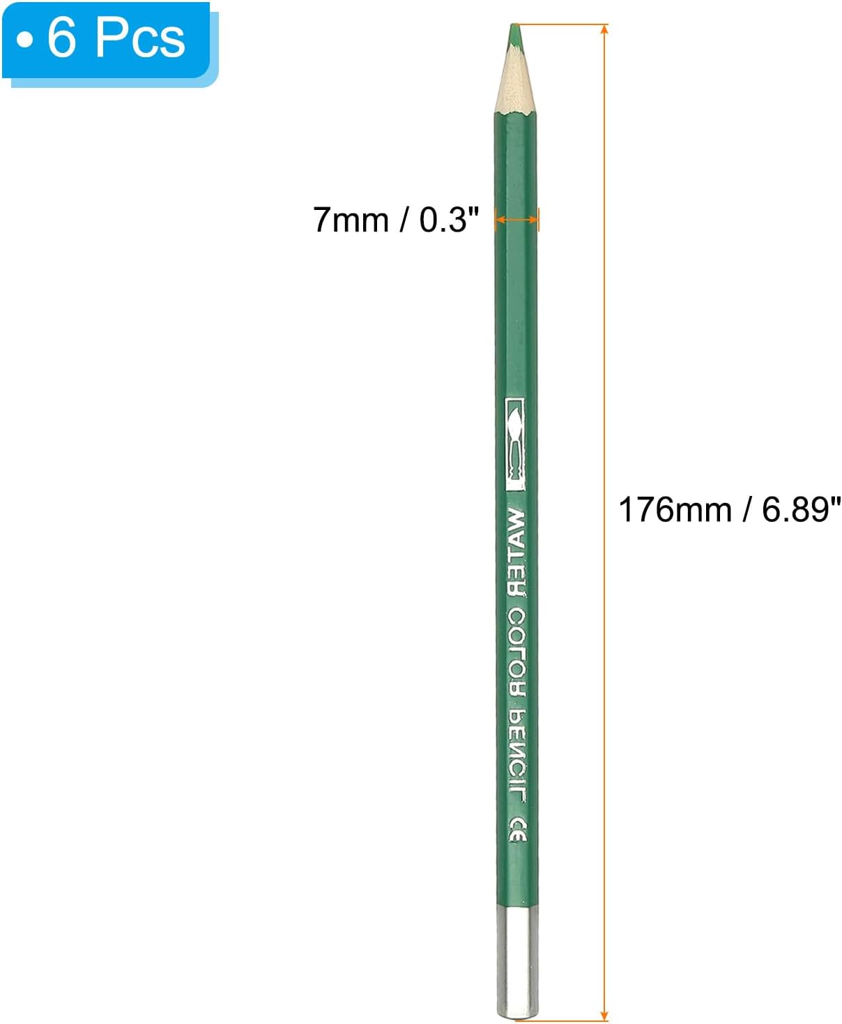 PATIKIL Watercolor Pencil, 6Pcs Water Soluble Pencils for Blending, Coloring, Sketch Drawing, Painting, Bright Green