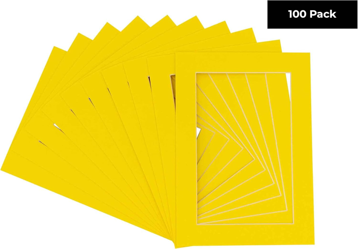 5x7 Mat for 8.5x11 Frame - Precut Mat Board Acid-Free Show Kit with Backing Board, and Clear Bags Yellow 5x7 Photo Matte Made to Fit a 8.5x11 Picture Frame Matboard for Framing, Pack of 100 Mats