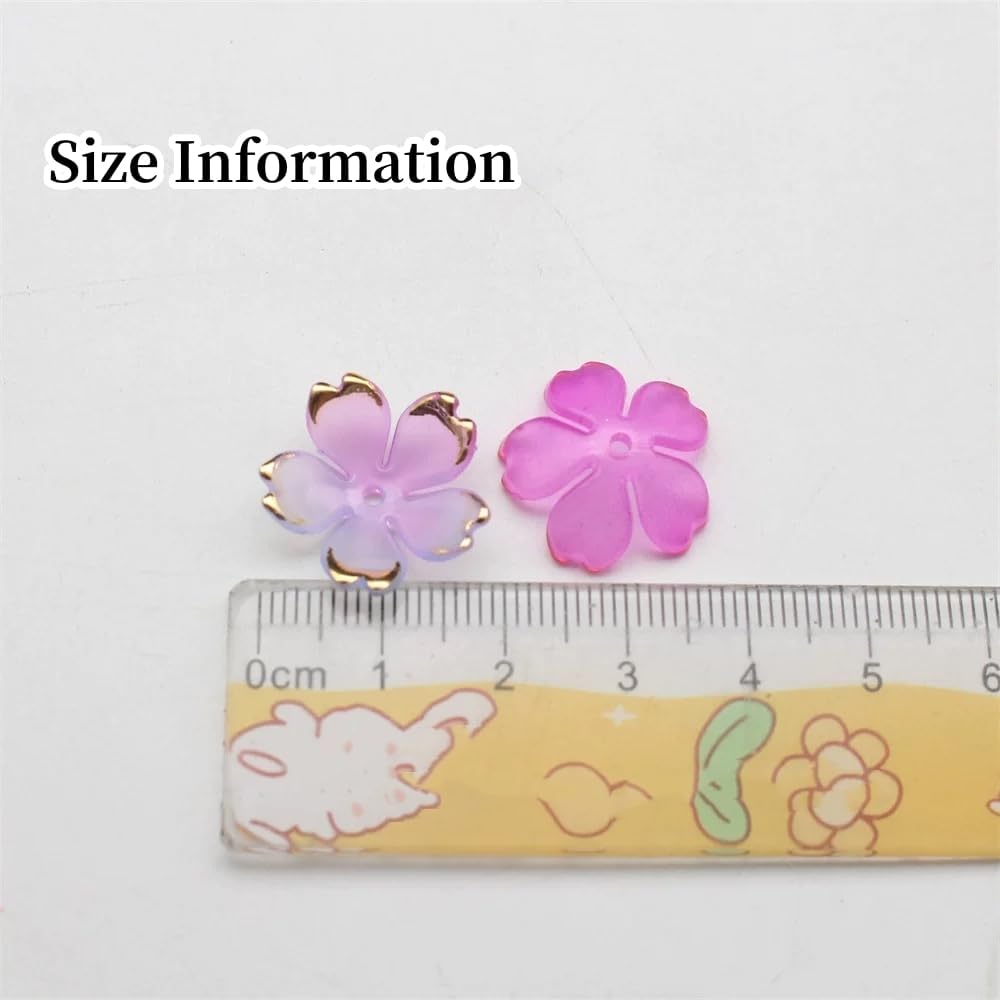 100pcs Acrylic Flower Beads, 19mm Cherry Blossom Plastic Gradient Flower Spacer Beads for DIY Crafts Bracelet Necklace Earrings Jewelry Making(Mix Colors)
