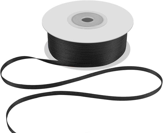 1/8" Wide x 100 Yards Single Face Polyester Satin Ribbon, Satin Ribbon for Crafts, Gift, Hair Bows, Wedding Party Decoration, Bow Making & Other Projects (Black)