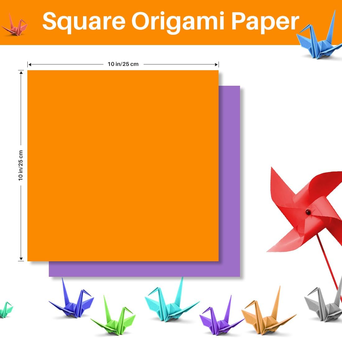 Opret Origami Paper Large, 100 Sheets 9.8x9.8 inch 25x25 cm Origami Paper 50 Vivid Colors Single Sided for Arts and Crafts Projects