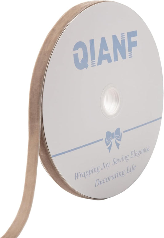 Vintage Camel Velvet Ribbon Christmas Ribbon for Gift Wrapping Crafts Christmas Tree Ornaments Garland Decorations, 5/8 Inch X 25Yd