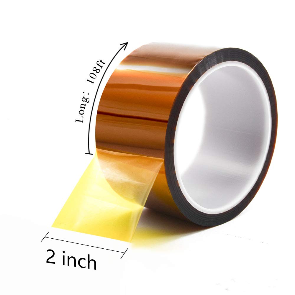 MYJOR Brand High Temperature Tissue Paper Tape, 2in x 108ft x 1 roll Used to Protect CPU and 3D Printer Work Surface, PCB Circuit Board Professionals