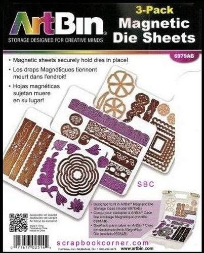 ArtBin 6979AB Magnetic Die Sheet Set 3-Pack, Die Organizers, Magnetic Organizer Sheets, [3] Sheets, White