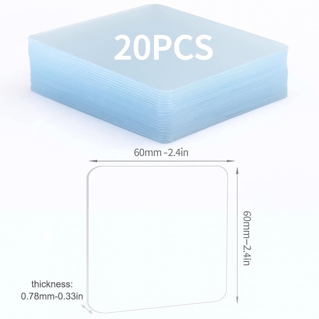 20PCS Premium Double Sided Mounting Squares Clear Tape,Heavy Duty Adhesive Pads for Pictures,Poster Hanging Strips - Strong Sticky Tack,Waterproof Adhesive for Shower,Wall Patch,Sticky Pads