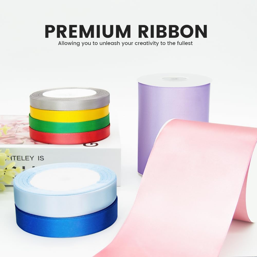 3 Inch x 25 Yard White Satin Ribbon - Perfect for Gift Wrapping, Cutting Ribbons, Ceremony Décor, Wedding Bouquets, Embroidery, Christmas Crafts & Sewing Projects