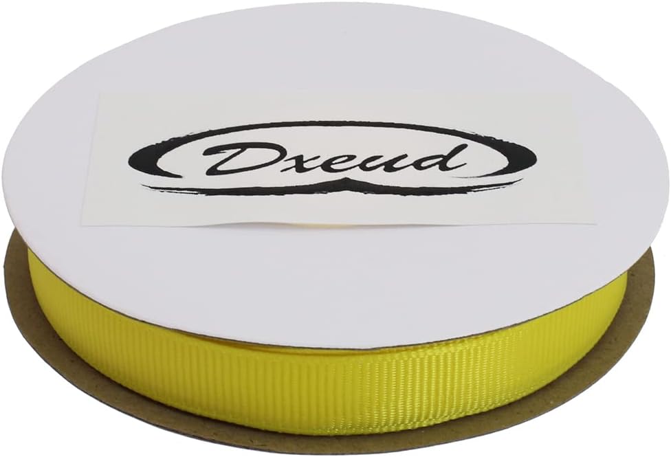 Solid Grosgrain Ribbon 25 Yard Each Roll 100% Polyester Woven Edge (5/8", Yellow)