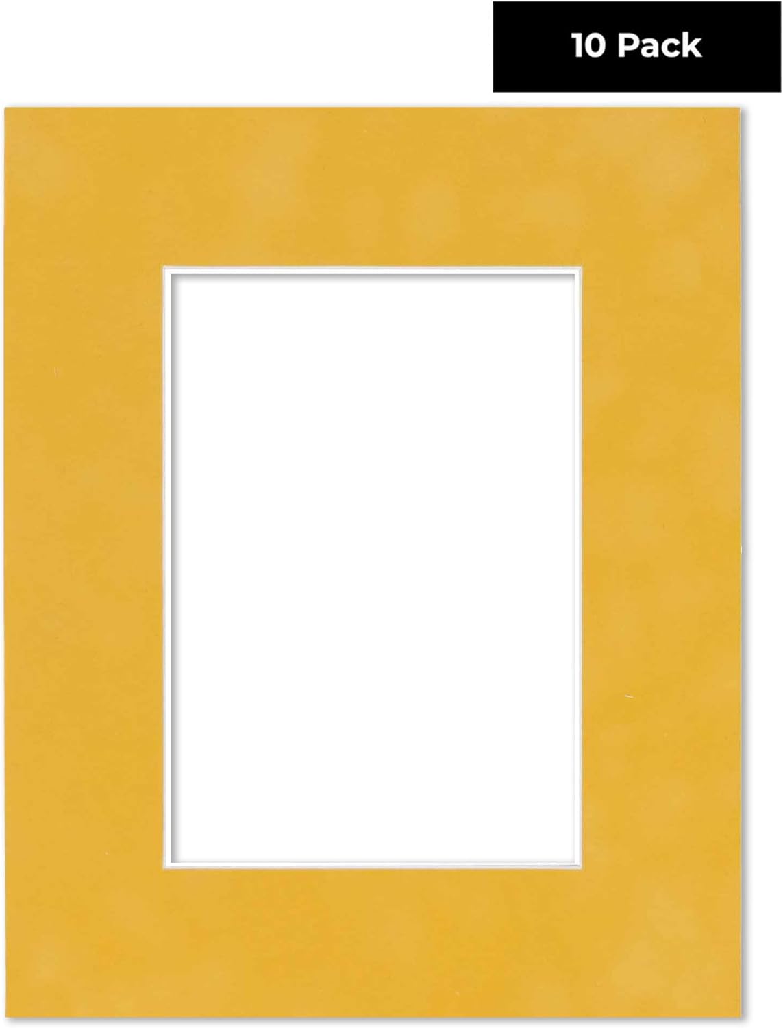 Pack of TEN 11x14 Mats Bevel Cut for 8.5x11 Photos - Acid Free Sunrise Yellow Suede Precut Matboards For Pictures, Photos, Framing - 4-ply Thickness