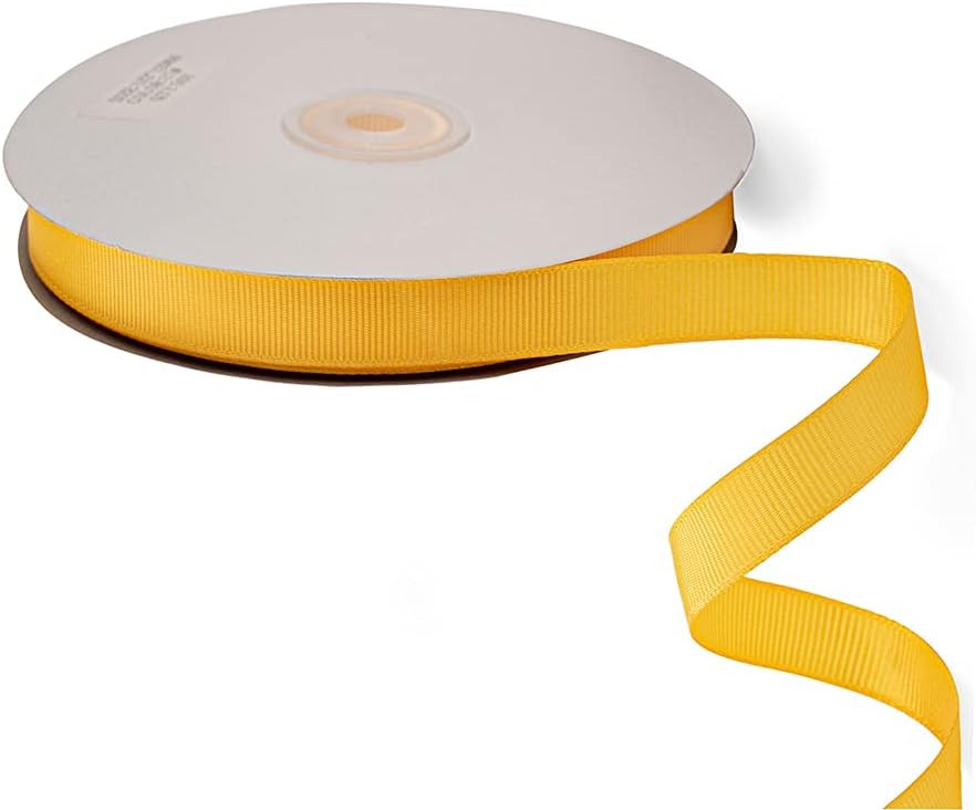 LIUYAXI 3/8" X 50 Yards Solid Gold Grosgrain Ribbon, Perfect for Crafts, Wedding Decor, DIY Hair Accessories, Sewing, Gift Package Wrapping and More