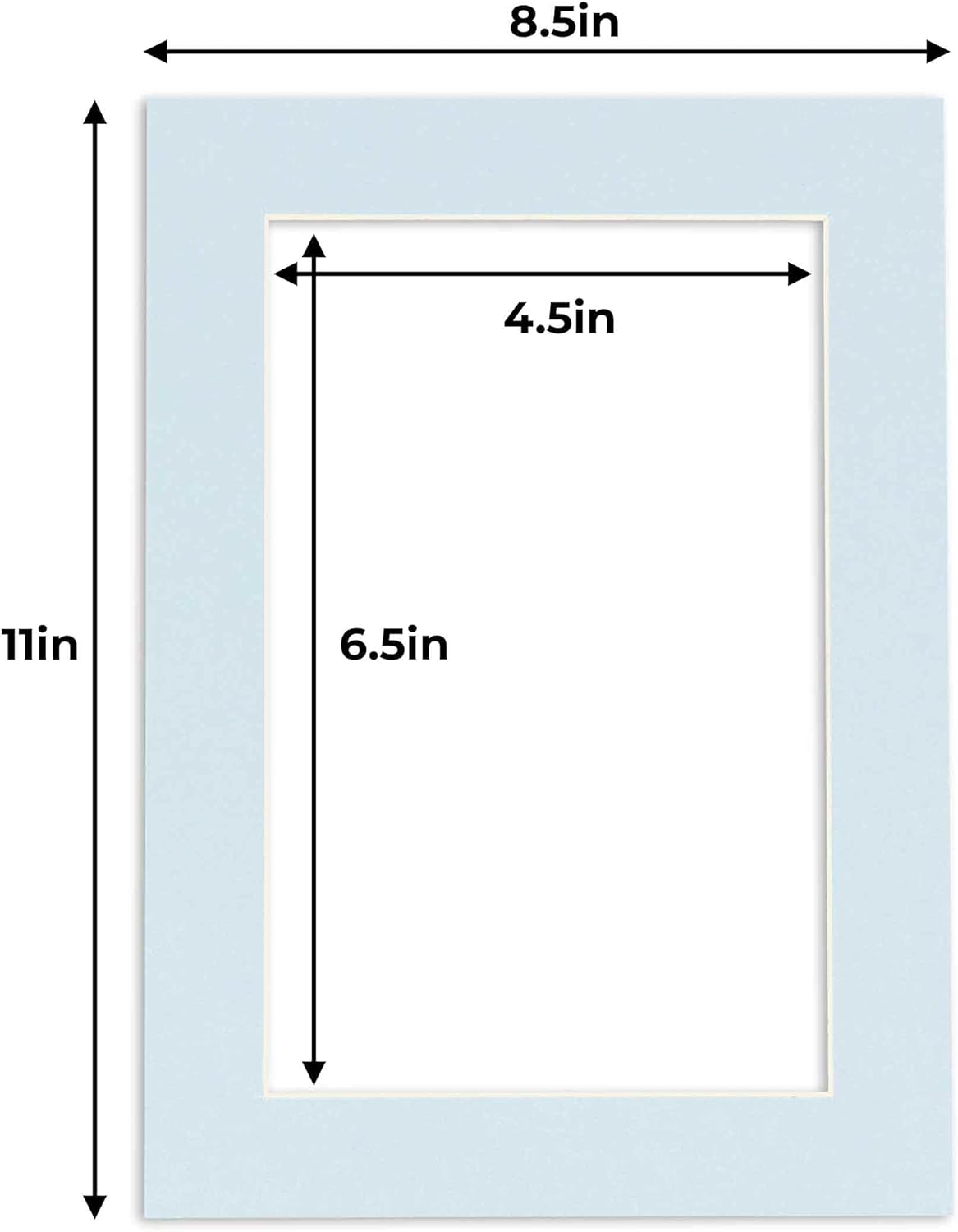 5x7 Mat for 8.5x11 Frame - Precut Mat Board Acid-Free Baby Blue 5x7 Photo Matte Made to Fit a 8.5x11 Picture Frame, Premium Matboard for Family Photos, Show Kits, Art, Picture Framing, Pack of 10 Mats