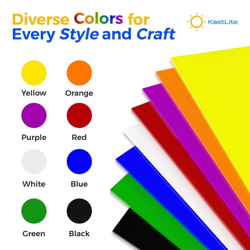 KastLite Colored Acrylic Sheets Nominal 6" x 6" - Plastic Sheet Easy to Cut, Saw, Shape, Laser Cut - Ideal for Arts & Crafts & DIY Projects- Durable, Lightweight, Scratch Resistant - Blue 2 Pack