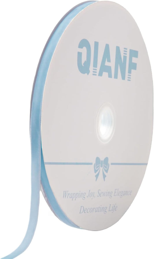 Vintage Sky Blue Velvet Ribbon Christmas Ribbon for Gift Wrapping Crafts Christmas Tree Ornaments Garland Decorations, 3/8 Inch X 25Yd