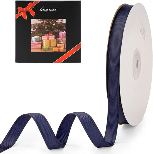 LIUYAXI 1/2" X 50 Yards Solid Navy Blue Grosgrain Ribbon, Perfect for Crafts, Wedding Decor, DIY Hair Accessories, Sewing, Gift Package Wrapping and More