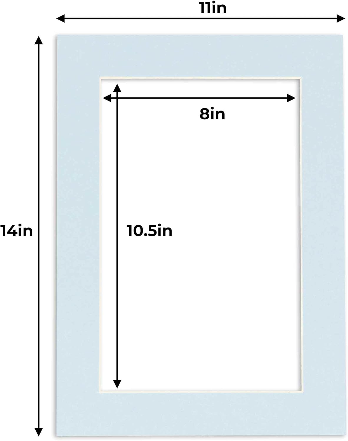 11x14 Mat for 8.5x11 Photo - Precut Baby Blue Picture Matboard for Frames 11 x 14 Inches - Bevel Cut Matte to Display Art 8.5 x 11 Inches - Acid Free Pack of 10 MATS with Backing Boards & Clear Bags