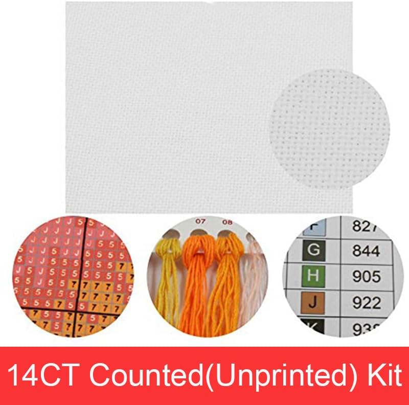 Maydiyer Cross Stitch Kits 14CT Counted Full Range of Embroidery Starter Kits for Beginners DIY Embroidery Kit for Girls-Two Wolves 17.3×20 inch