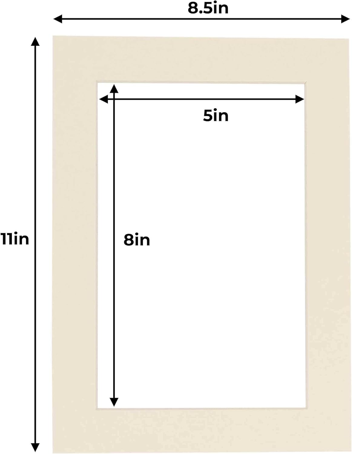 5.5x8.5 Mat for 8.5x11 Frame - Precut Mat Board Acid-Free Textured Cream 5.5x8.5 Photo Matte for a 8.5x11 Picture Frame, Matboard for Family Photos, Show Kits, Art, Picture Framing, Pack of 1 Mat