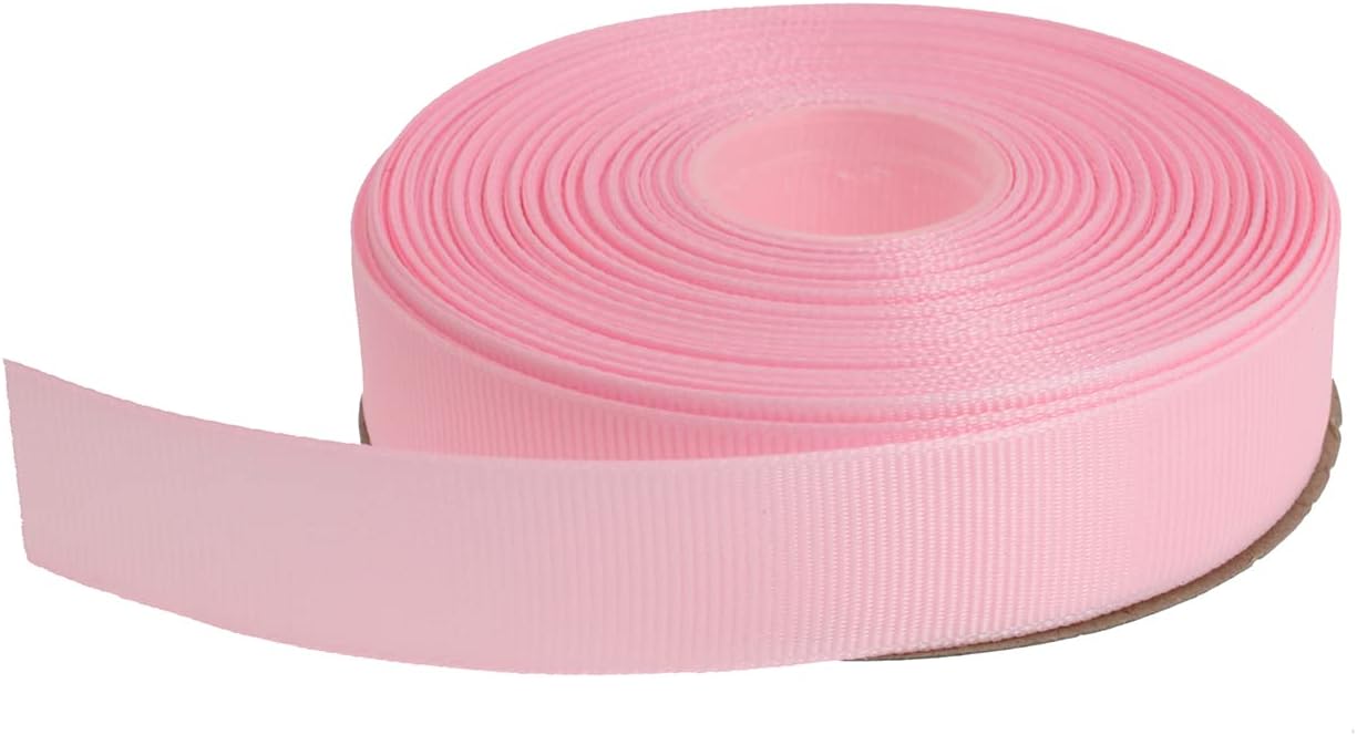 Solid Grosgrain Ribbon 25 Yard Each Roll 100% Polyester Woven Edge (3/4", Pink)