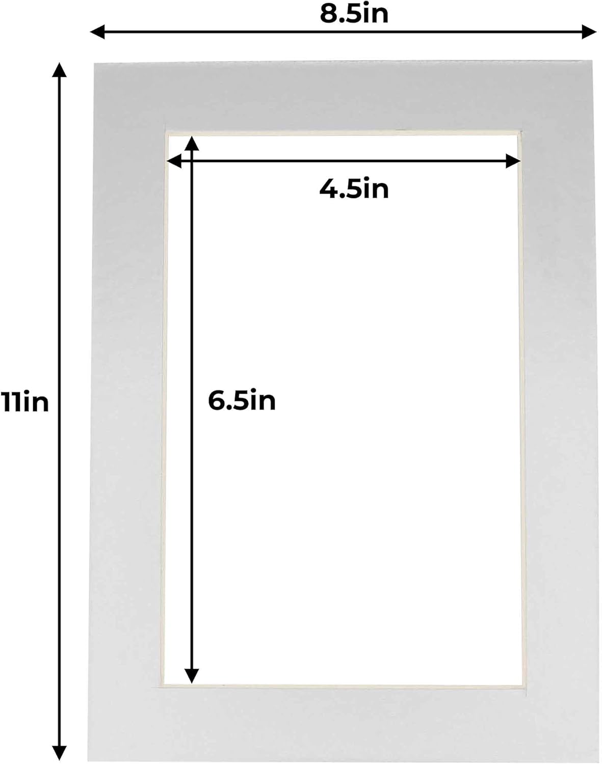 5x7 Mat for 8.5x11 Frame - Precut Mat Board Acid-Free Show Kit with Backing Board, and Clear Bags Metallic Silver 5x7 Photo Matte For a 8.5x11 Picture Frame Matboard for Framing, Pack of 25 Mats