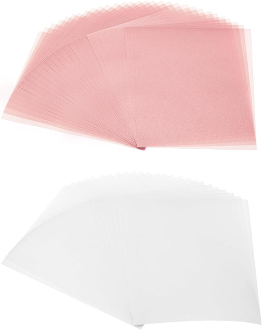 PATIKIL 60 Sheets Vellum Paper 8.5x11inches, Printable Translucent Paper 100GSM Colored for Invitations Laser Inkjet Printing Card Making Crafting Wedding Tracing, Pink/White