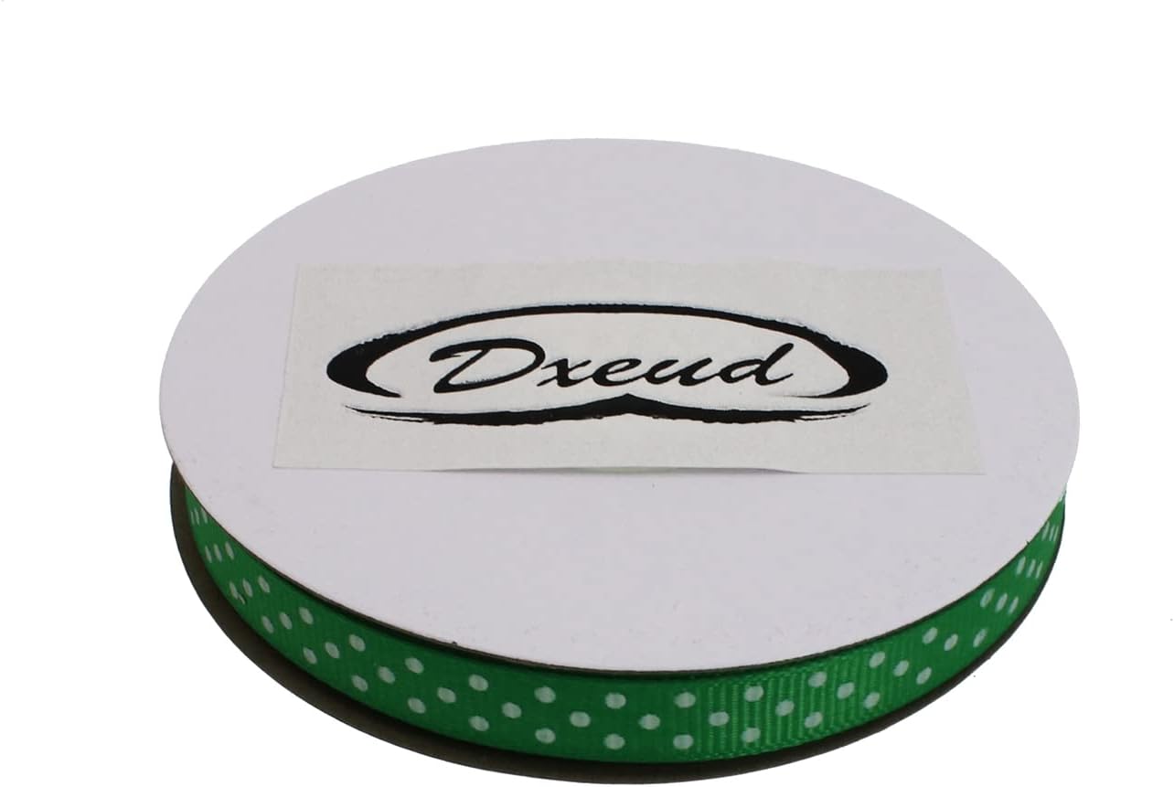 Polka Dot Grosgrain Ribbon 25 Yard Each Roll 100% Polyester (3/8", Green)
