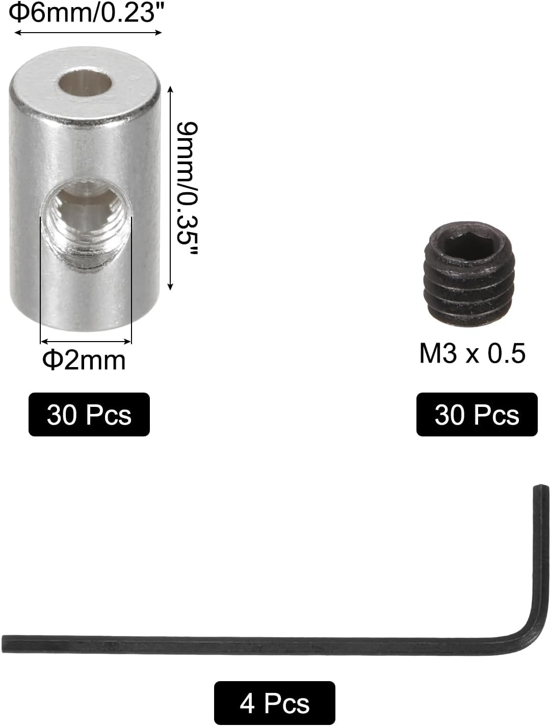 MECCANIXITY 30 Pcs Metal Locking Pin Backs, Locking Pin Keepers Locking Clasp 9mm(H) with 4 Wrench Replacement in Storage Case for Badge, Brooch, Silver Tone