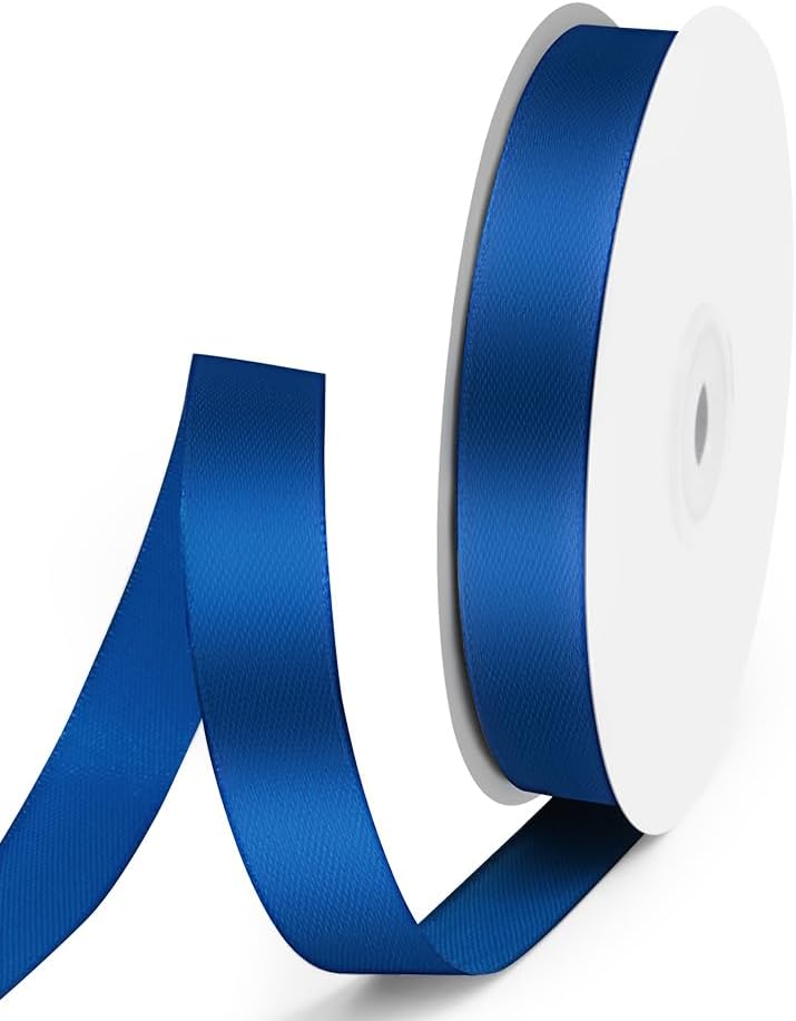 5/8" x 50 Yards Satin Ribbon - Navy Blue Silk Ribbon with Spool - Ideal for Gift Wrapping, Floral Bouquets, Crafts, Wedding Party Decorations, Christmas and Sewing Projects