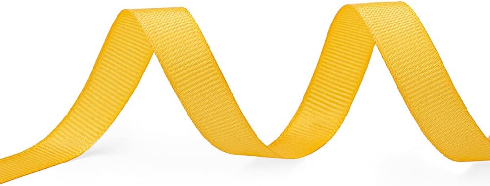 LIUYAXI 5/8" X 50 Yards Solid Gold Grosgrain Ribbon, Perfect for Crafts, Wedding Decor, DIY Hair Accessories, Sewing, Gift Package Wrapping and More