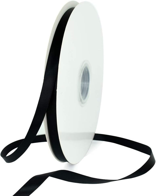 TONIFUL 3/8 Inch x 100yds Black Satin Ribbon Thin Solid Fabric Ribbons Roll for Gift Wrapping Invitation Floral Hair Balloons Craft Sewing Party Wedding Halloween Decoration Valentine's Day Bouquet