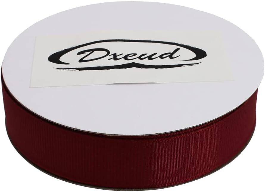 Solid Grosgrain Ribbon 25 Yard Each Roll 100% Polyester Woven Edge (1", Dark Red)