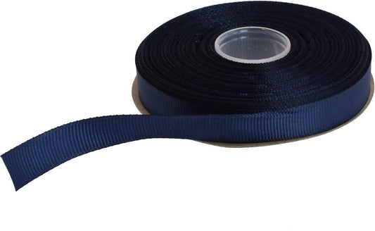 Solid Grosgrain Ribbon 25 Yard Each Roll 100% Polyester Woven Edge (3/8", Dark Blue)