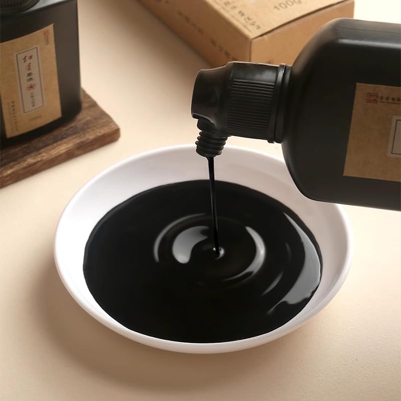 MEGREZ Chinese Calligraphy Ink, Redstar Sumi Liquid Ink for Brush Writing Practice, Chinese Japanese Calligraphy & Drawing, 17.6oz(500g)/Bottle