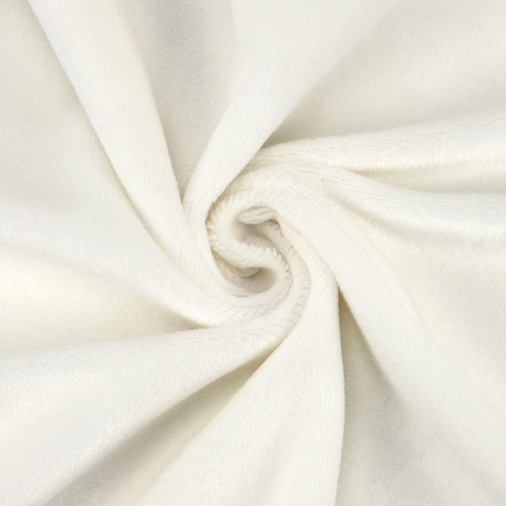 kullaloo Plush Fabric | 2 Yard Solid Ivory Minky Fabric for Sewing | Super Soft Cuddle Material | for Quilt Backing, Throw Blankets, Pillows, Dog Bed, Stuffed Animals, Costumes, Apparel & More