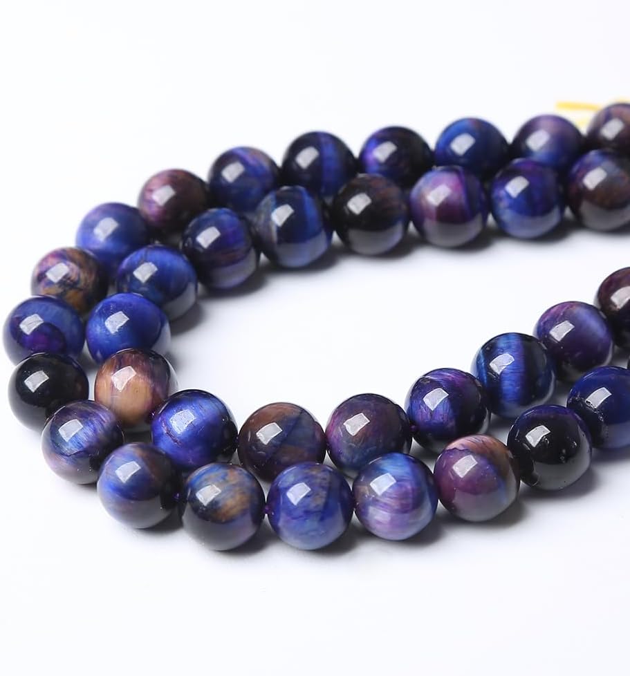 72PCS 10mm AAA Natural Tiger Eye Stone Beads Gemstone Round Spacer Loose Beads for Jewelry Making DIY Bracelet,Necklace, Earrings 2 Strand 32"