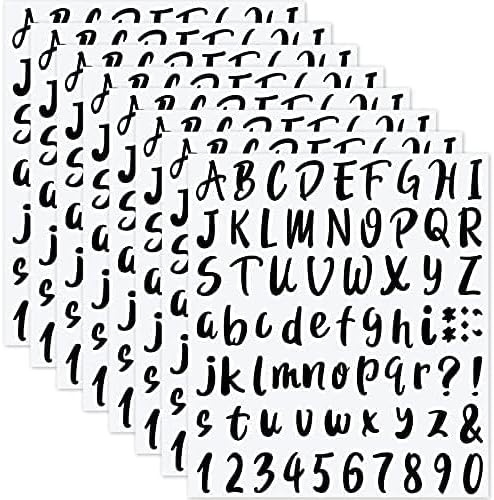 Outus 576 Pieces 8 Sheets Letters Stickers Self Adhesive Vinyl Letter Alphabet Number Stickers Mailbox Numbers Sticker, Decals for Classroom Decor, Sign, Door(Black,1 Inch)