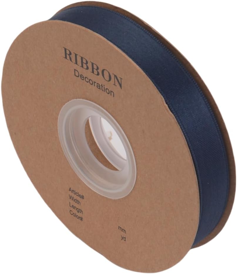 Double Side Satin Ribbon, Continuous 20 Yards,Use for Craft Bows Bouquet, Gift Wrapping, Wedding Decoration, Floral Arrangement (Dark Blue, 5/8 inch)