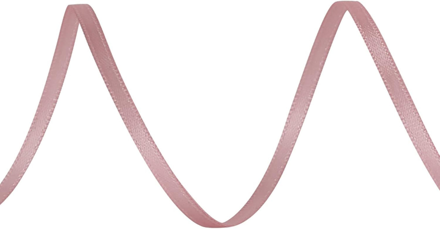 LIUYAXI Rose Gold Double Faced Satin Ribbon, 1/8" X Continuous 100 Yards, Thin Ribbons Perfect for Gift Wrapping Wedding Invitation Card Hair Bows Tag Floral Arrangement DIY Craft