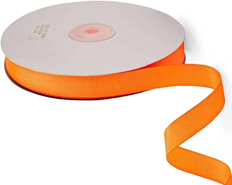 LIUYAXI 5/8" X 50 Yards Solid Orange Grosgrain Ribbon, Perfect for Crafts, Wedding Decor, DIY Hair Accessories, Sewing, Gift Package Wrapping and More