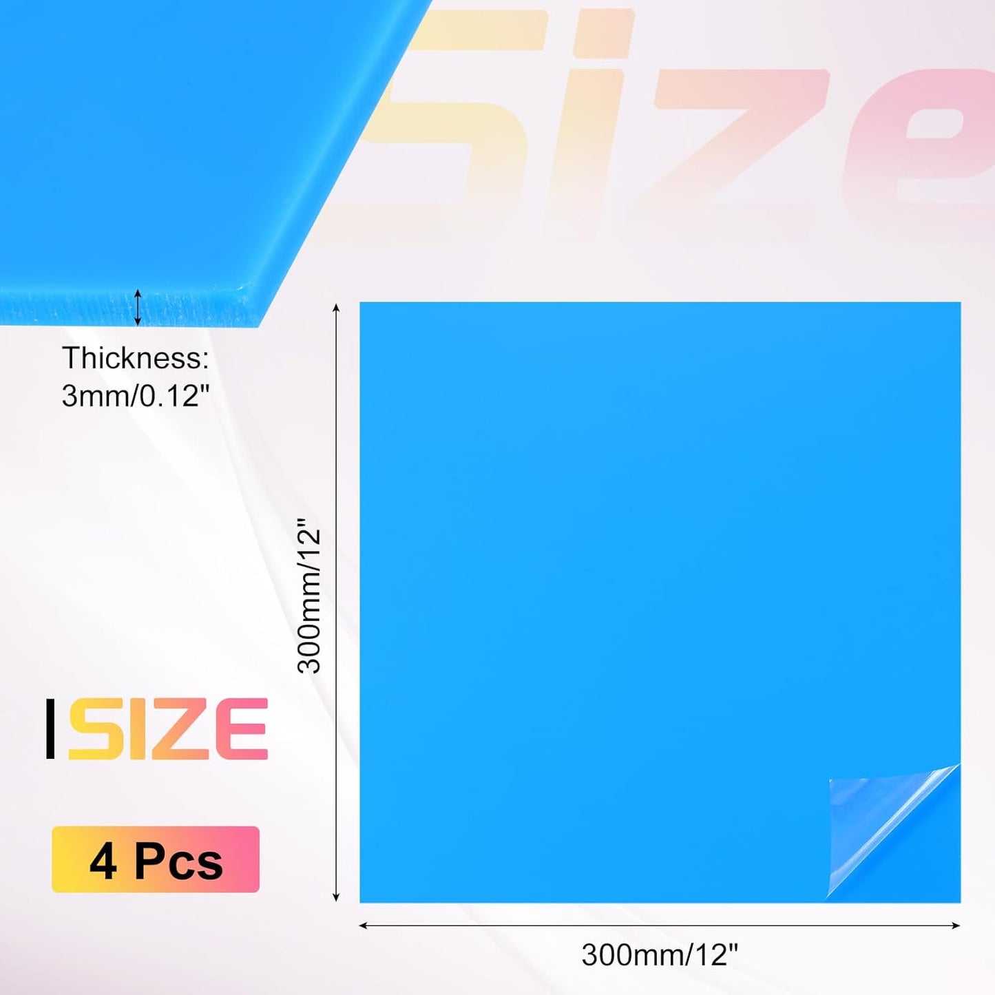 uxcell 4Pcs Acrylic Sheets 12x12 Inch Acrylic Panel 1/8 Inch-3mm Plastic Board for Picture Frames Sign Holders DIY Display Projects Craft, Blue
