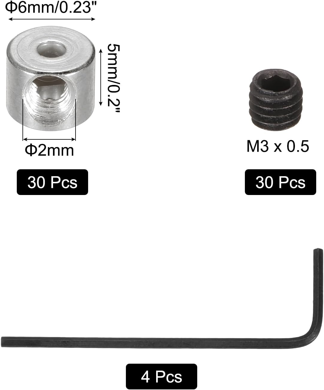 MECCANIXITY 30 Pcs Metal Locking Pin Backs, Locking Pin Keepers Locking Clasp 5mm(H) with 4 Wrench Replacement in Storage Case for Badge, Brooch, Silver Tone
