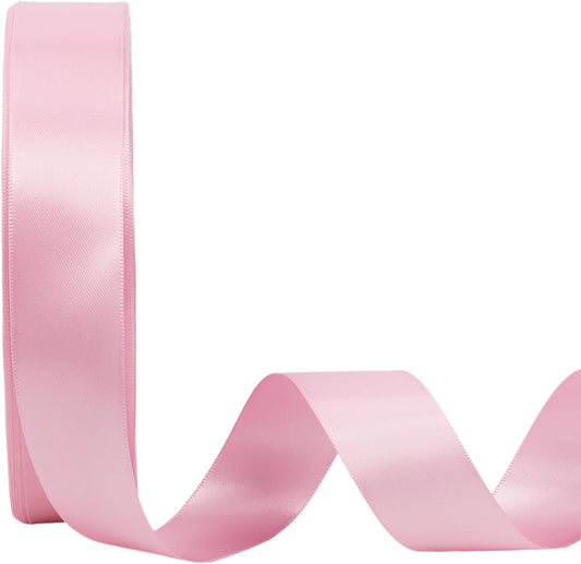 LaRibbons 1 Inch 50 Yard Double Faced Satin Ribbon,Rose Pink Satin Craft Fabric Ribbon for Gift Wrapping Floral Bouquets Wedding Party Decoration