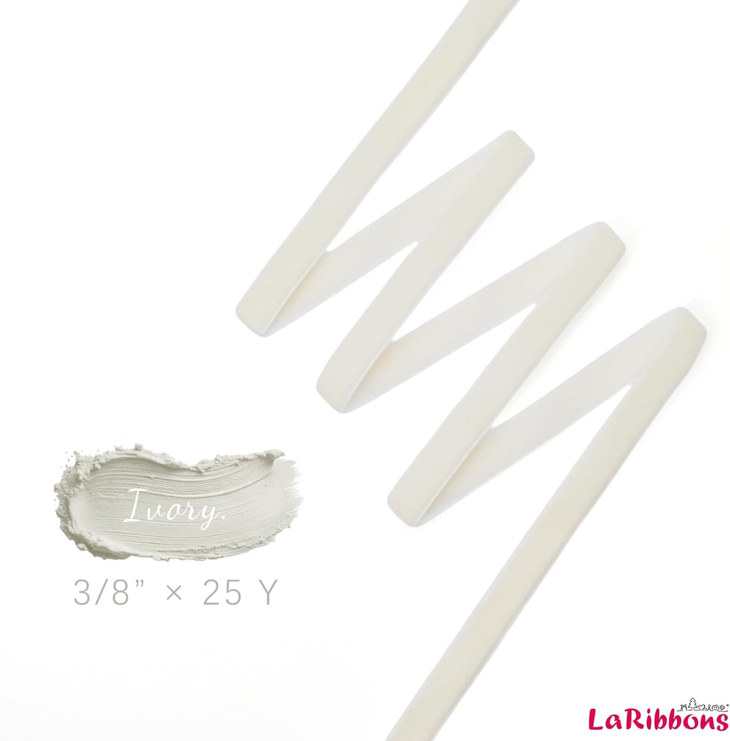 LaRibbons Thin Velvet Ribbon 3/8 Inch x 25 Yards, Cream Ivory Velvet Ribbon for Christmas Tree, Gift Wrapping, Wreath Bow, Outdoor Decoration