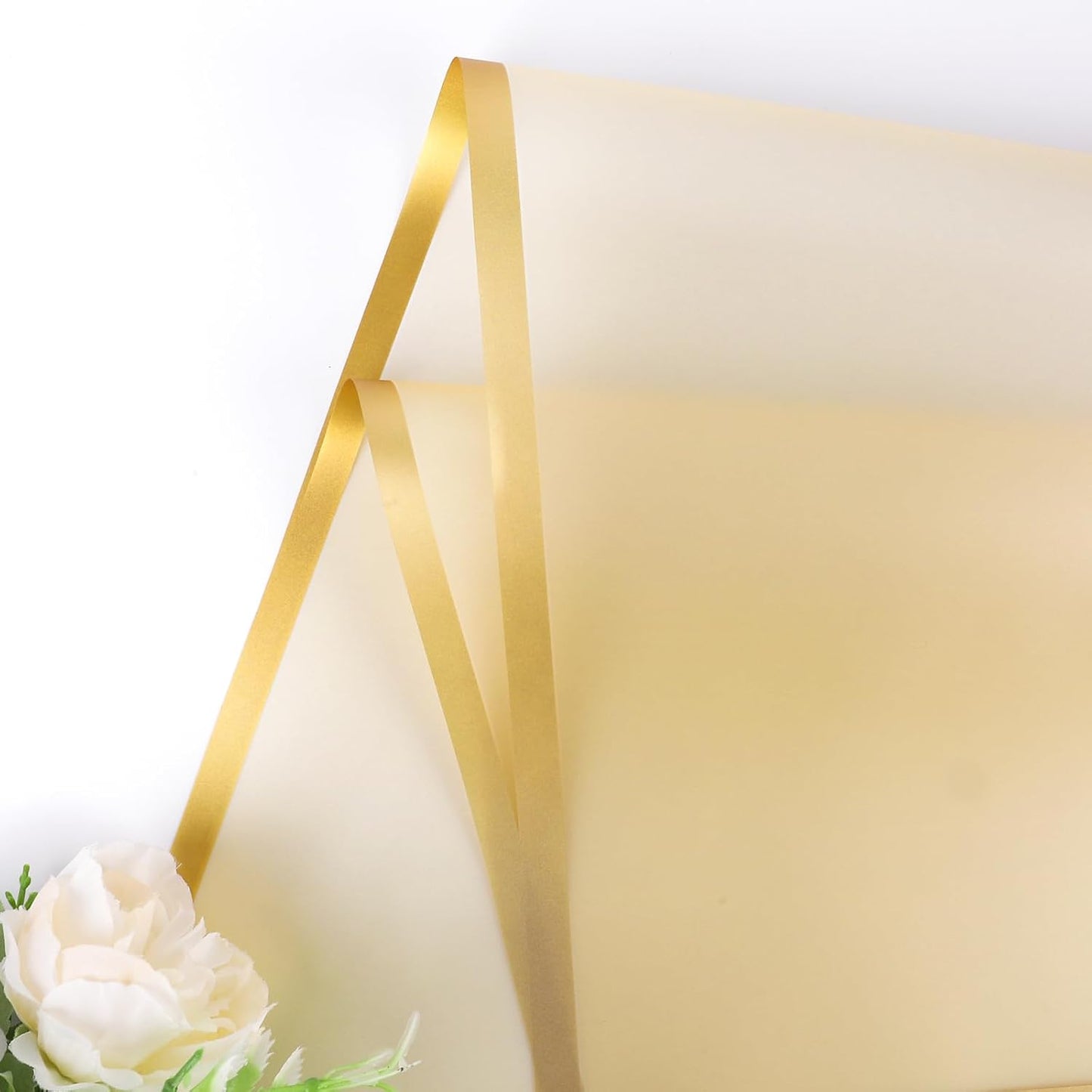 FUHITIM 20 Sheets Flower Wrapping Paper - Waterproof Floral Bouquet Packaging Paper for DIY Crafts，Florist Supplies Packaging Paper for Wedding Birthday Gift (Translucent Gold)