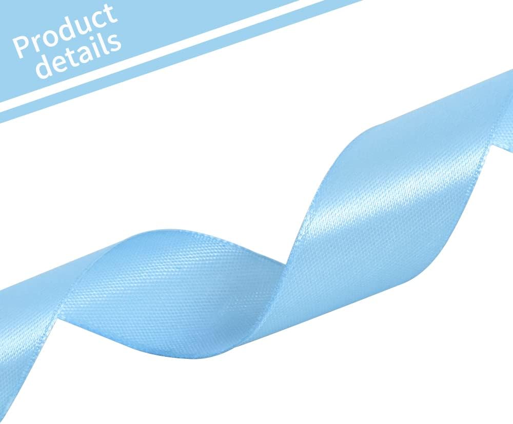 TONIFUL 1 Inch x 100yds Sky Blue Satin Ribbon, Thin Solid Color Satin Ribbon for Gift Wrapping, Crafts, Hair Bows Making, Wedding Party Decoration, Invitation Cards, Floral Bouquets