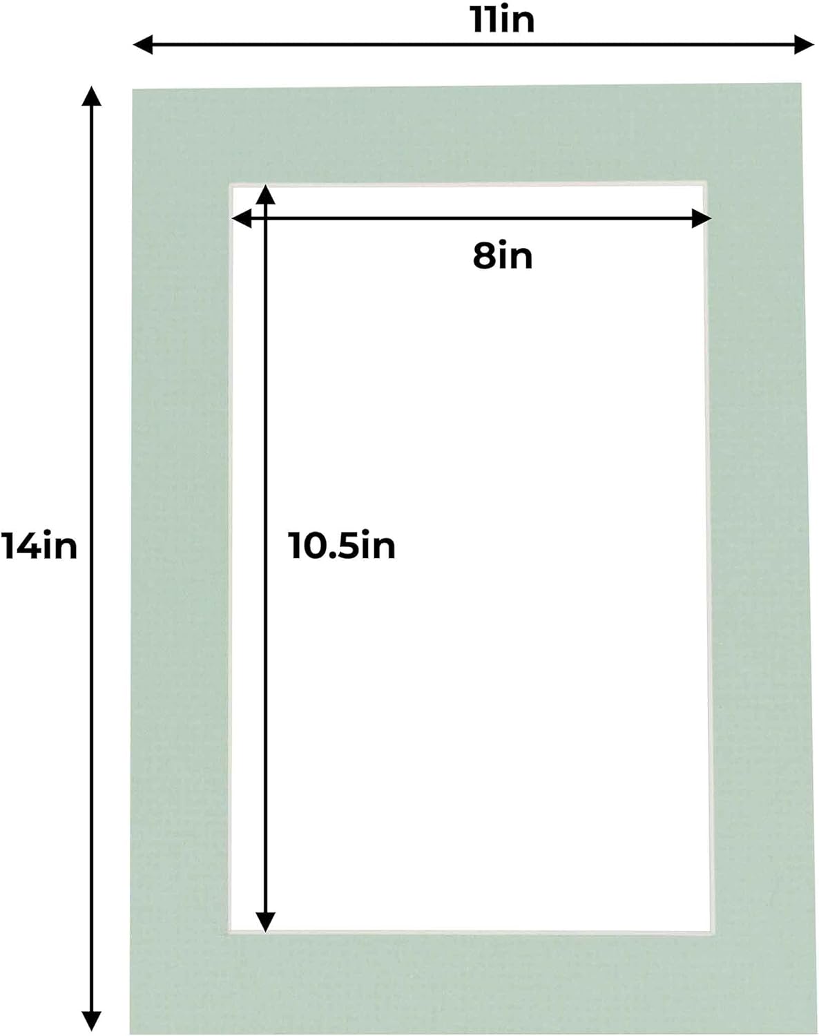 11x14 Mat for 8.5x11 Photo - Precut Honeydew Green Picture Matboard for Frames Measuring 11 x 14 Inches - Bevel Cut Matte to Display Art Measuring 8.5 x 11 Inches - Acid Free Pack of TEN MATS