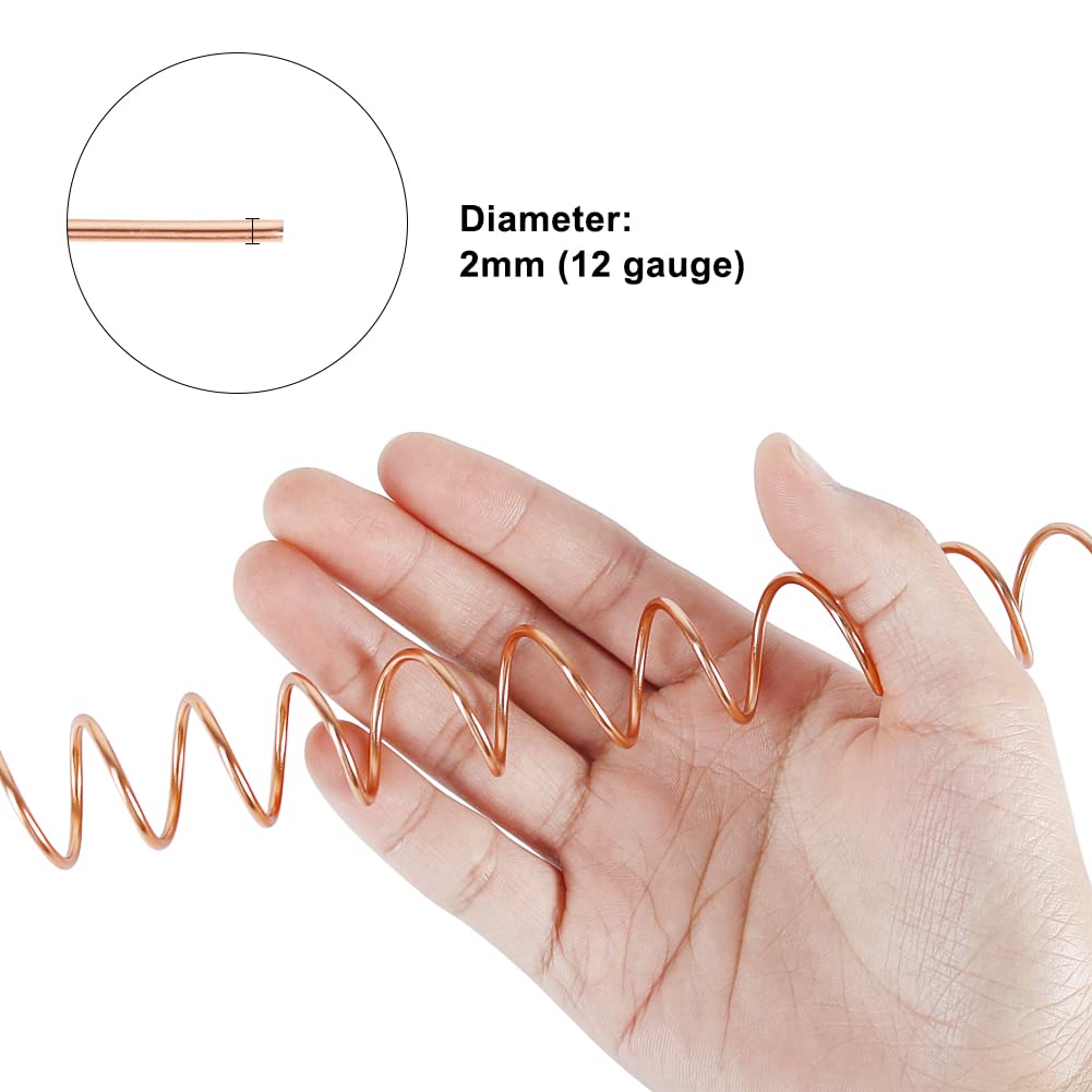 Tenn Well Aluminum Wire, 100 Feet 2mm Bendable Metal Craft Wire for Sculpting, Plants, Gardening, Bonsai Training, Jewelry Making(12 Gauge, Copper Tone)