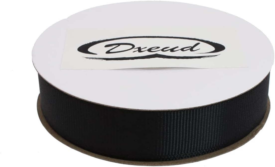 Solid Grosgrain Ribbon 25 Yard Each Roll 100% Polyester Woven Edge (1", Black)