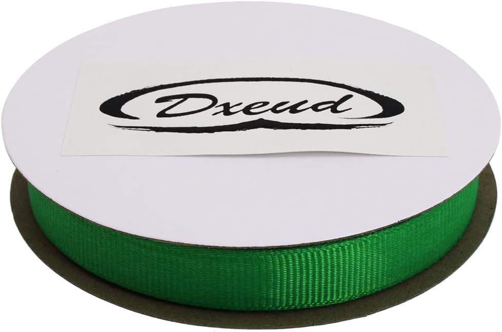 Solid Grosgrain Ribbon 25 Yard Each Roll 100% Polyester Woven Edge (5/8", Green)