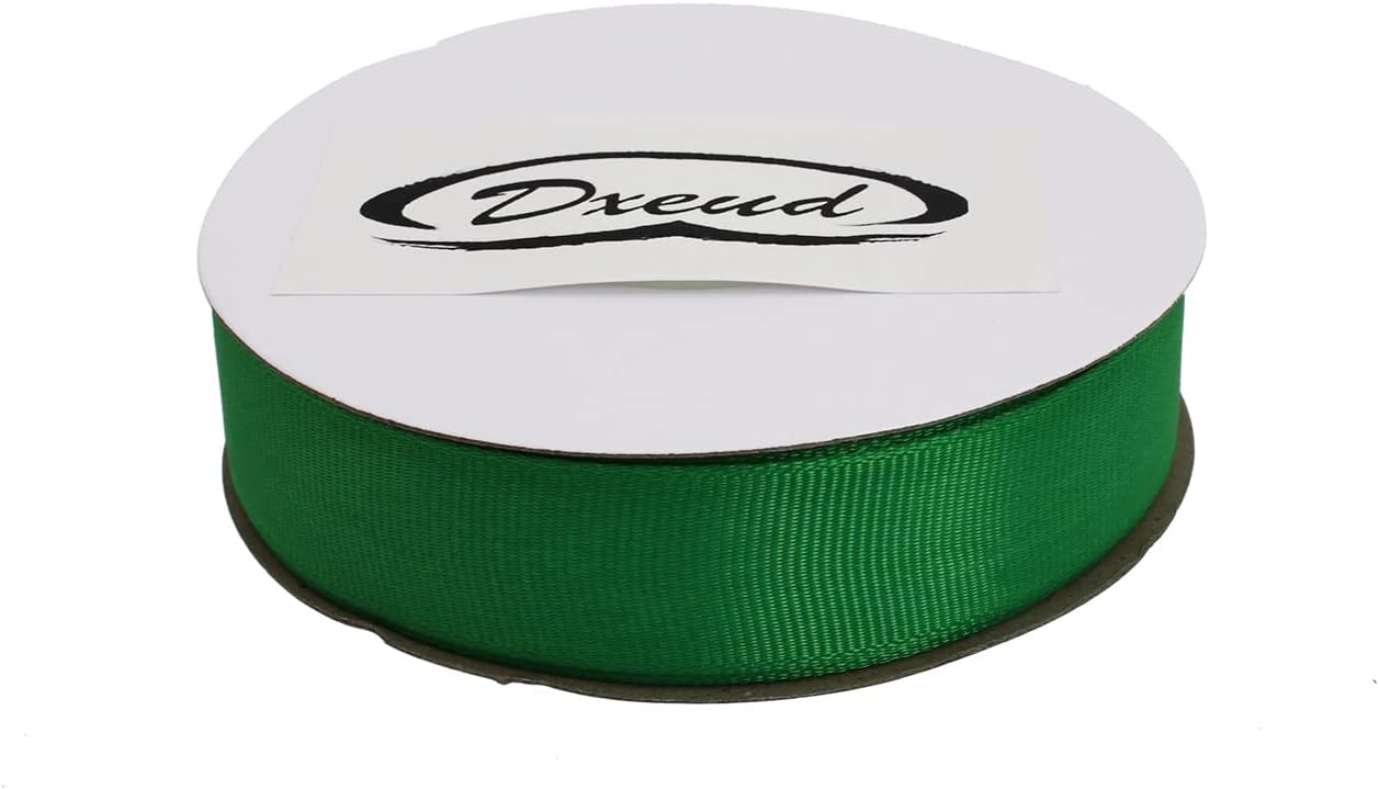 Solid Grosgrain Ribbon 25 Yard Each Roll 100% Polyester Woven Edge (3/4", Green)