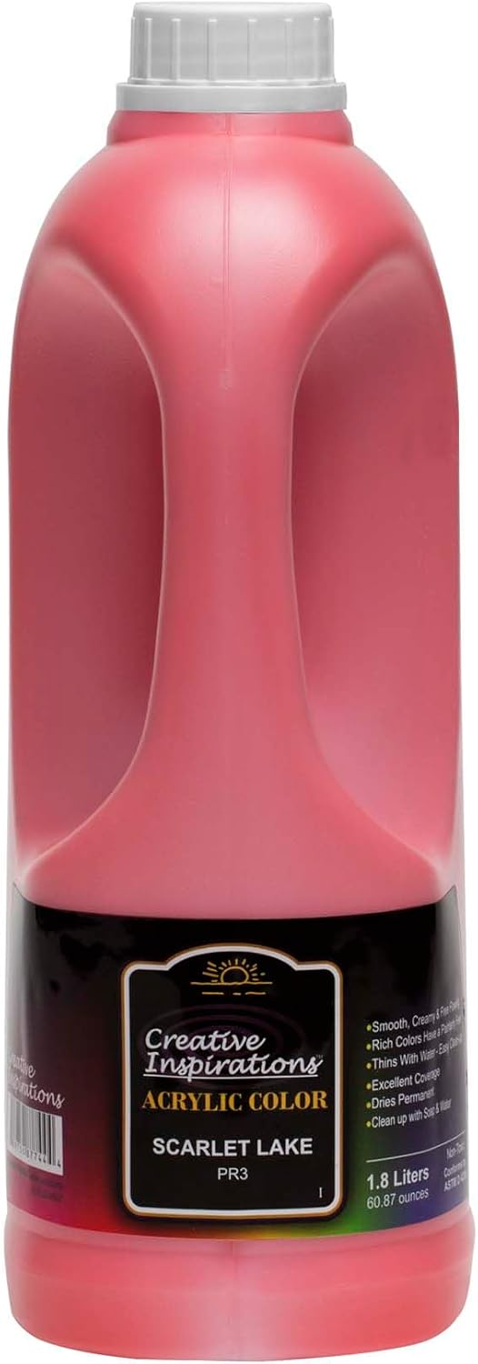 Creative Inspirations Acrylic Paint - Scarlet Lake - 1.8 Liter - Smooth & Creamy Consistency, Vibrant Pigmentation, Great Coverage for Artists - Clean Up with Soap & Water